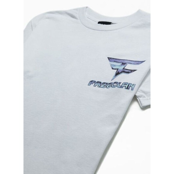 FaZe Clan T Shirt Medium White Skull Robot Print Short Sleeve Cotton Crewneck - Picture 3 of 4
